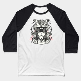 Four Eyed Witch And Moth Baseball T-Shirt